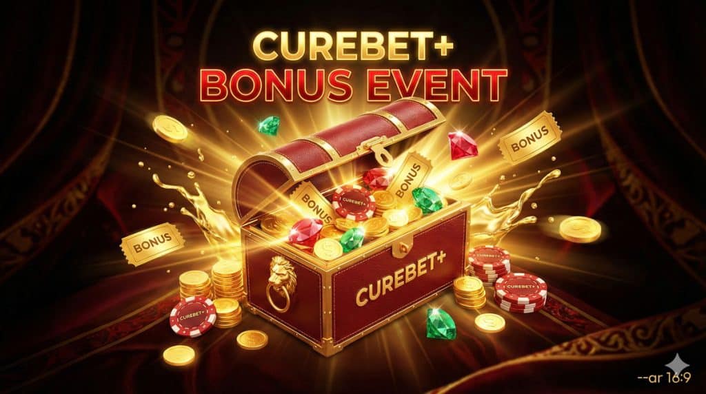 큐어벳(CUREBET) 신규 가입 무제한 30% 보너스 이벤트 안내 - 보물상자 컨셉의 혜택 이미지